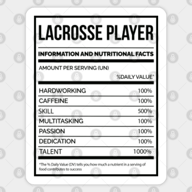 Awesome And Funny Nutrition Label Lacrosse LAX Saying Quote For A